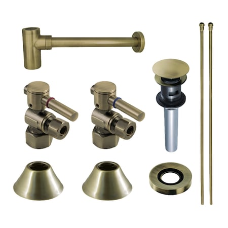 Kingston Brass CC43103DLVOKB30 Plumbing Sink Trim Kit with Bottle Trap and Overflow Drain, Antique Brass CC43103DLVOKB30
